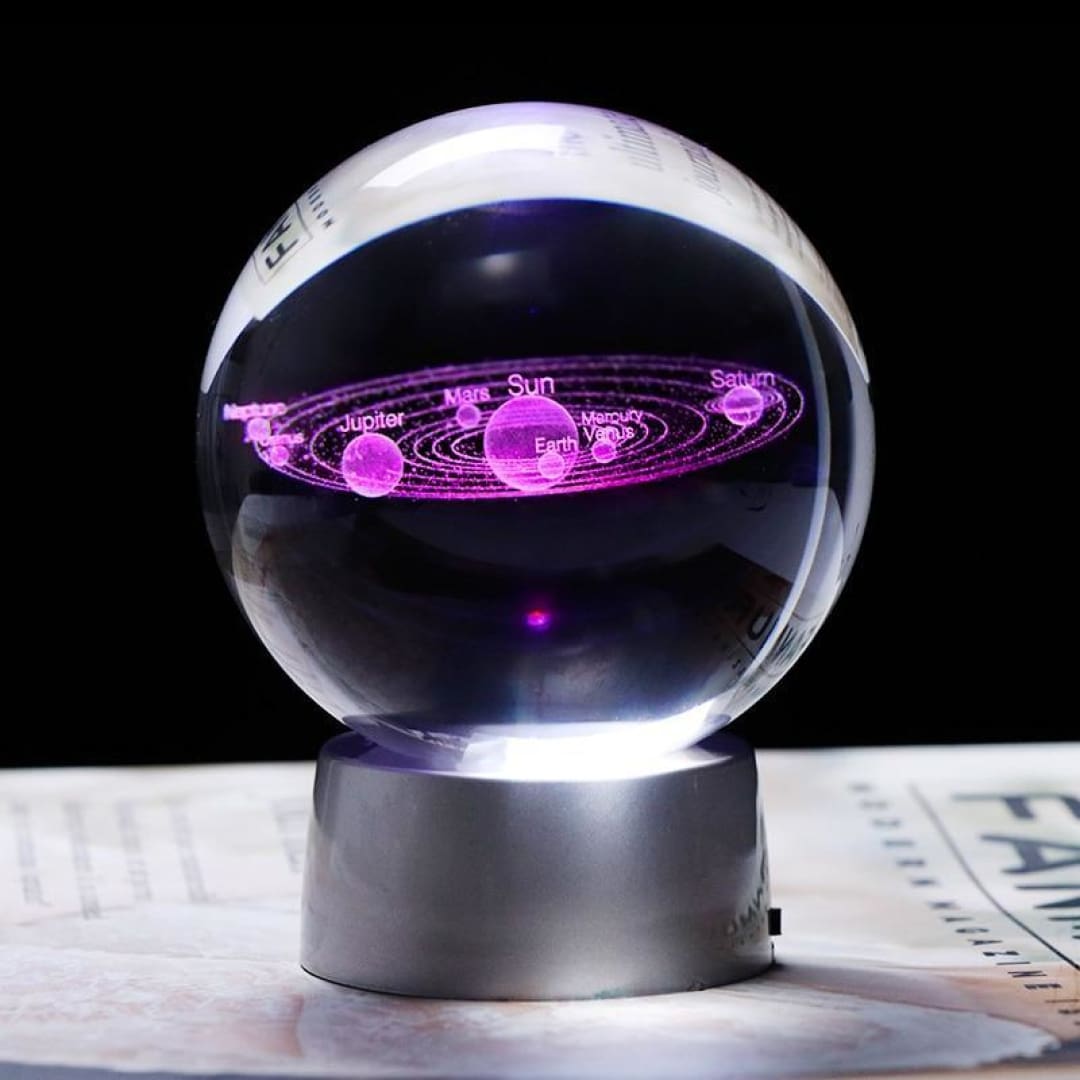 3D Solar System Crystal Ball (Color-Changing) - Novel Buys