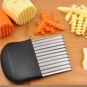 Stainless Steel French Fry Cutter Potato Vegetable Wave Crinkle Cut Knife