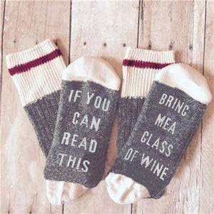 If You Can Read This Bring Me a Glass of Wine Socks - LIGHT GRAY - Novel Buys