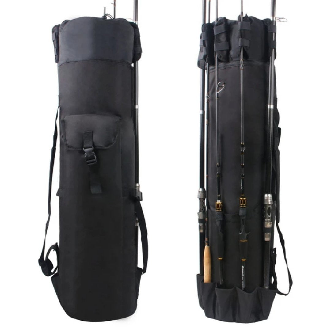 Large Portable Fishing Rod & Tackle Bag - BLACK - Novel Buys