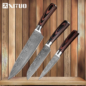 XITUO  Stainless Steel Veins Kitchen Knives
