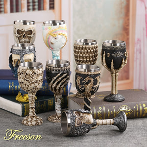 Coolest Gothic Resin Stainless Steel  Wine Glass Cocktail Glasses Whiskey Cup Party Bar Drinkware
