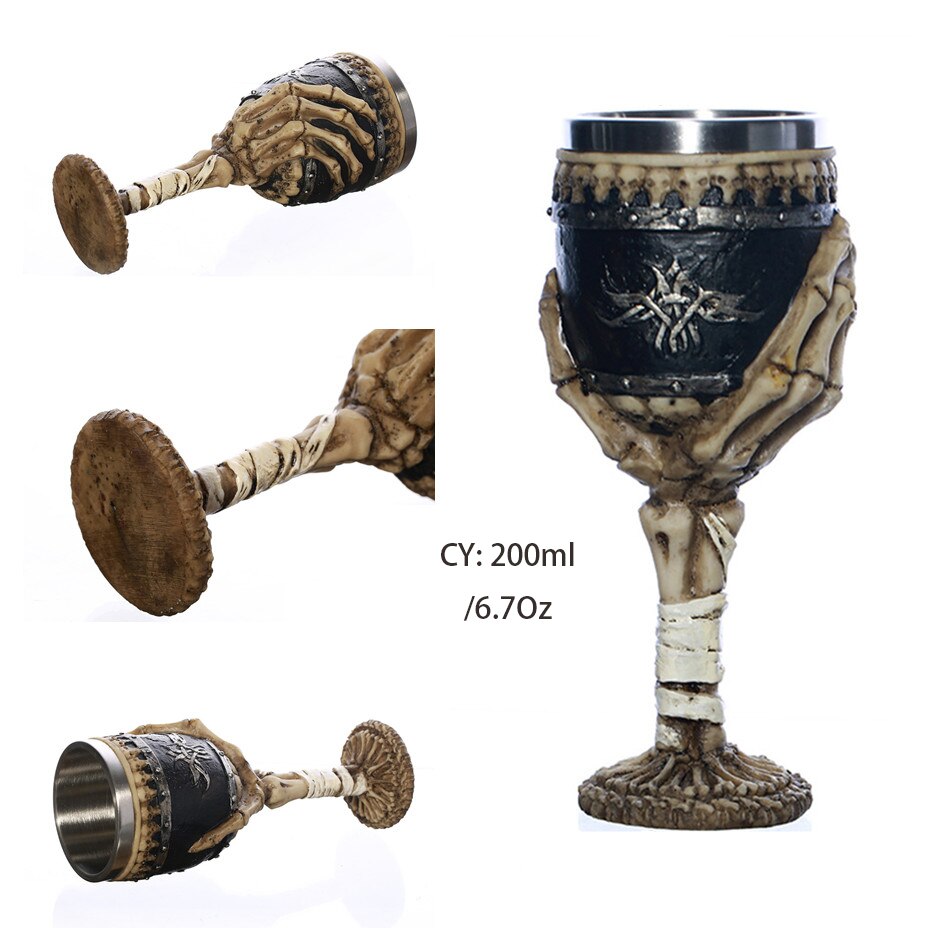 Coolest Gothic Resin Stainless Steel  Wine Glass Cocktail Glasses Whiskey Cup Party Bar Drinkware