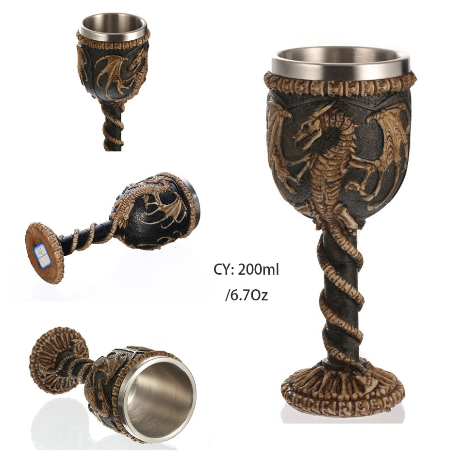 Coolest Gothic Resin Stainless Steel  Wine Glass Cocktail Glasses Whiskey Cup Party Bar Drinkware