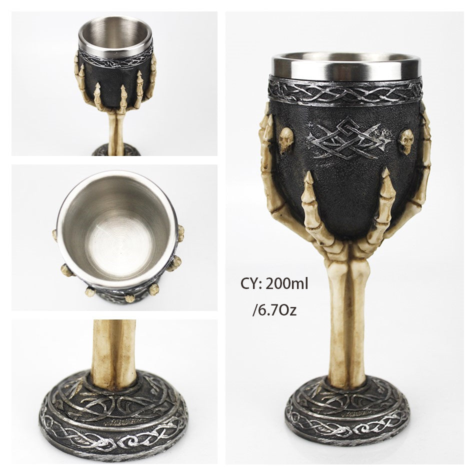 Coolest Gothic Resin Stainless Steel  Wine Glass Cocktail Glasses Whiskey Cup Party Bar Drinkware