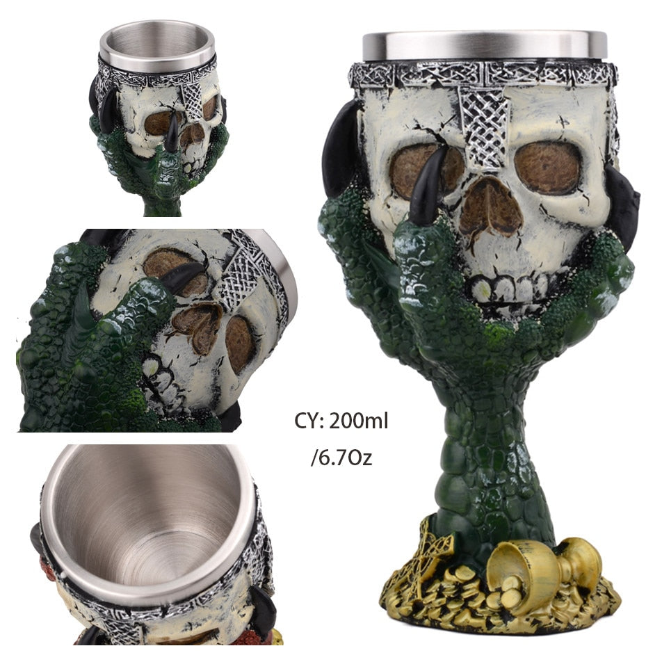 Coolest Gothic Resin Stainless Steel  Wine Glass Cocktail Glasses Whiskey Cup Party Bar Drinkware