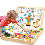 100+PCS Wooden Magnetic Puzzle Drawing Board