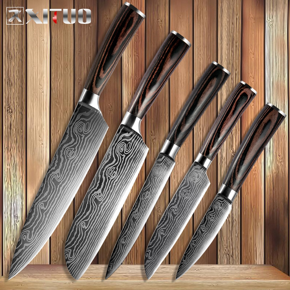 XITUO  Stainless Steel Veins Kitchen Knives