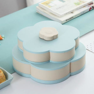 Rotating Flower Shaped Food Storage Tray - BLUE - Novel Buys
